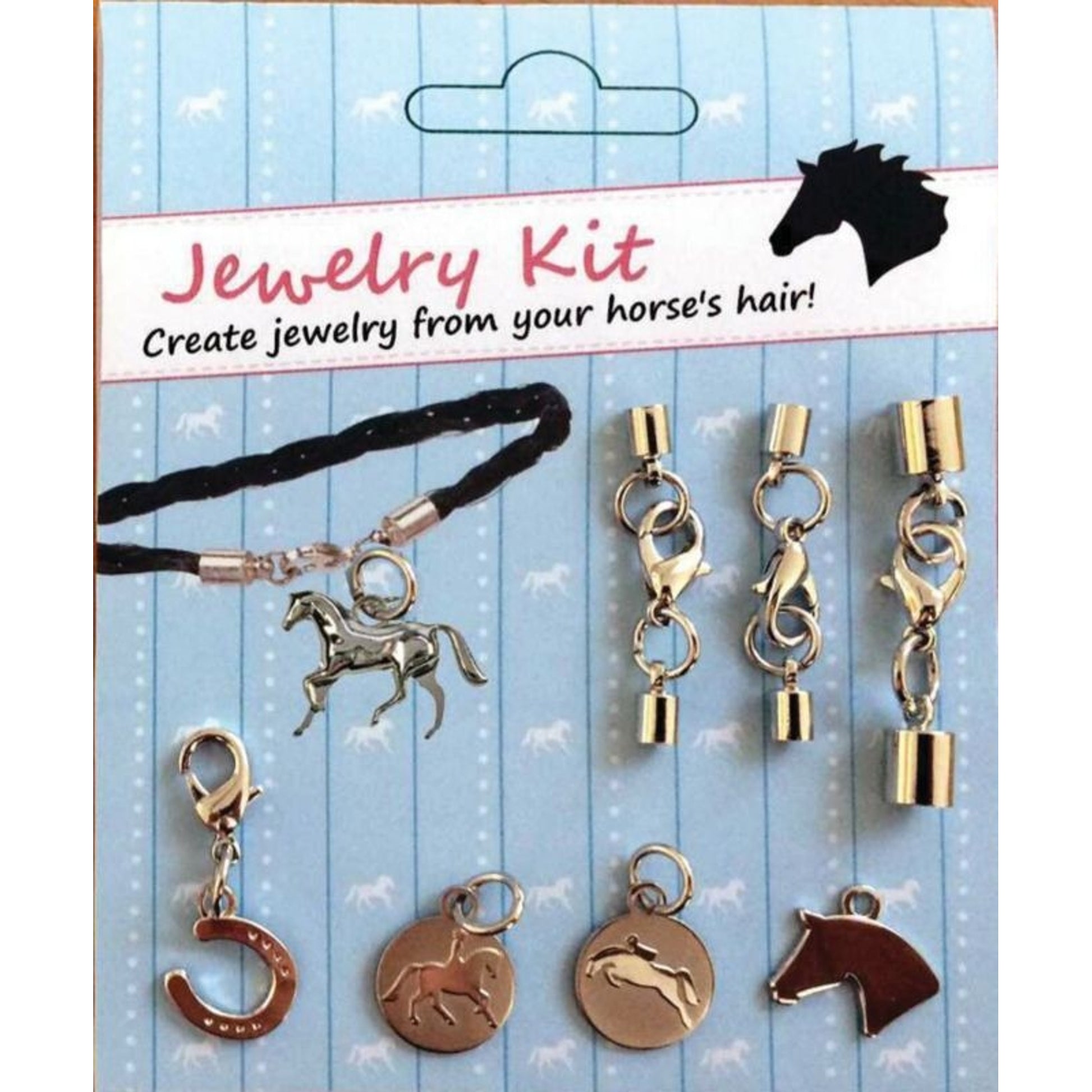 Horse Hair Jewelry Kit/Jumper/Dressage CharmsBk/Wh