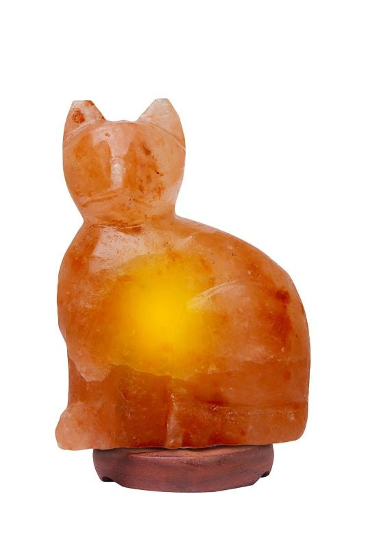 Himalayan Rock Salt Cat Lamp 7lbs Bk/Wh