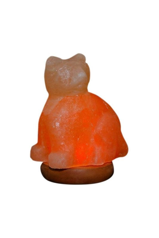 Himalayan Rock Salt Mini Cat Lamp 2lbs Bk/Wh