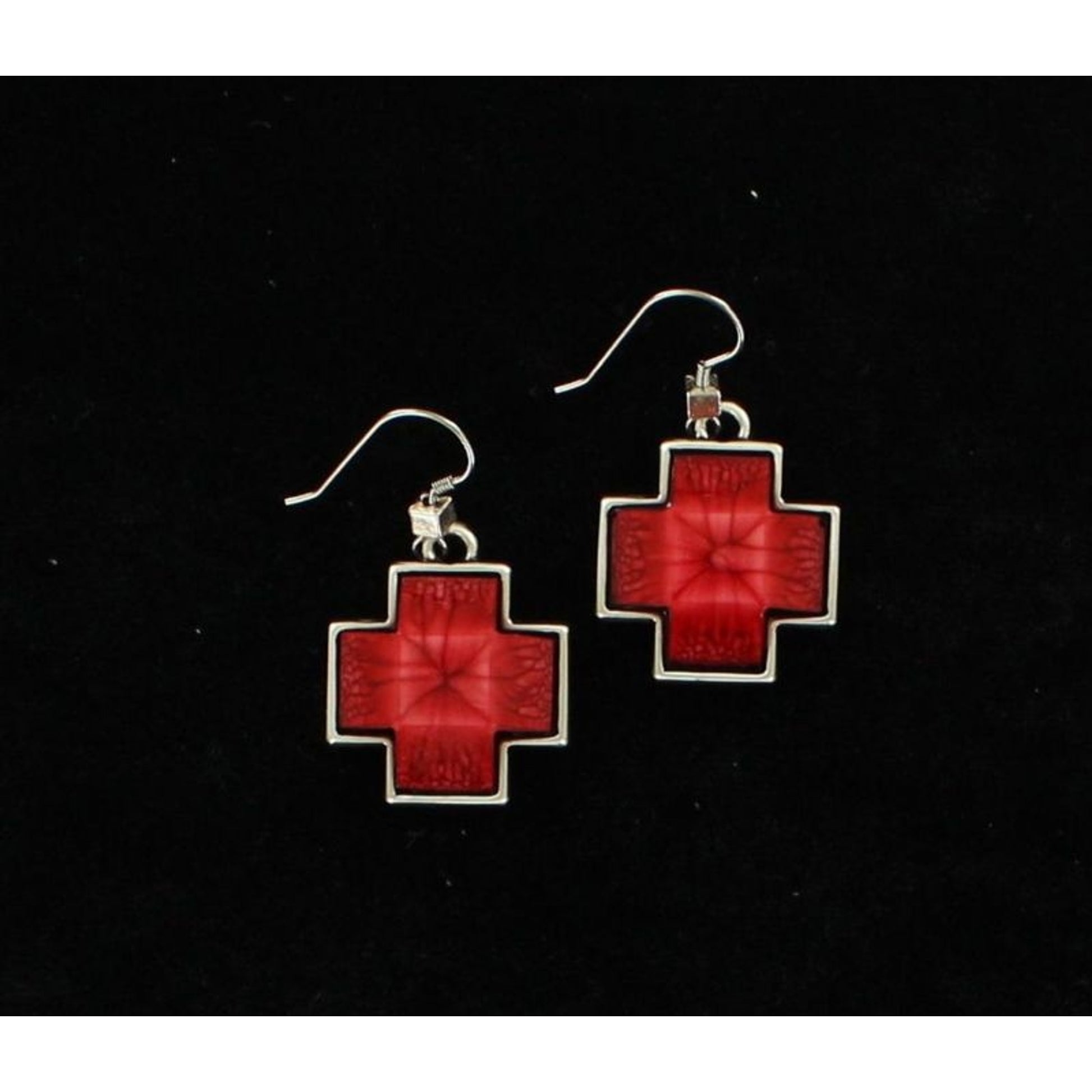 Block Cross Earrings Coral