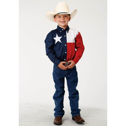 Roper Boys Texas Flag Shirt MD Red White/Navy