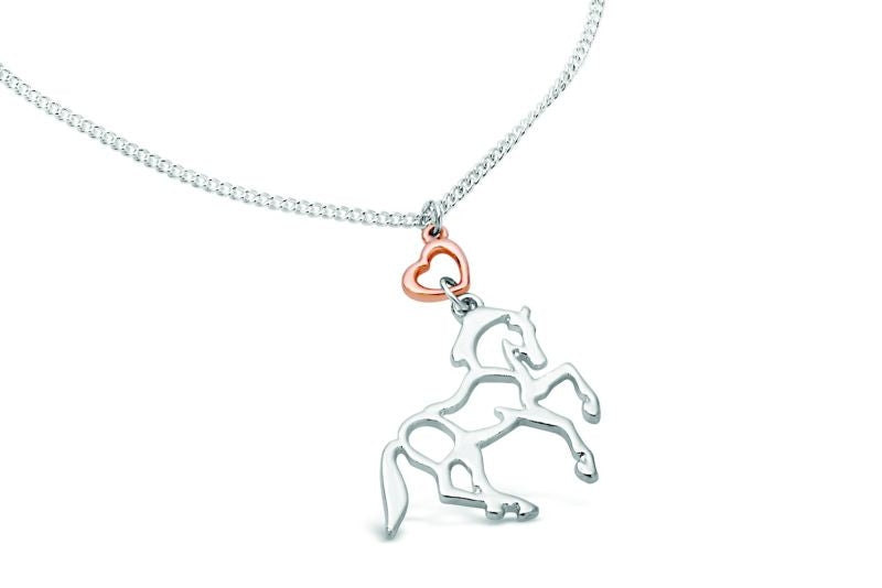 Kelley Silver Horse and Rose Gold Heart Necklace 1