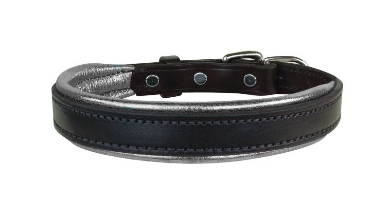 Perris Metallic Pad Leather Dog Collar LG HavPlat