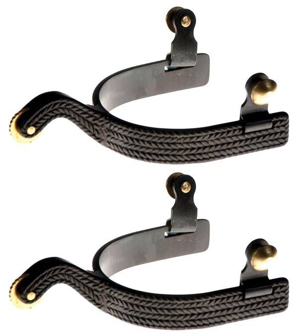 Jacks Basket Weave Roping Spurs with Embossed Bask