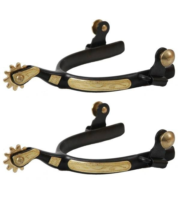 Jacks Roping Spurs with Engraved Brass Trim #11069
