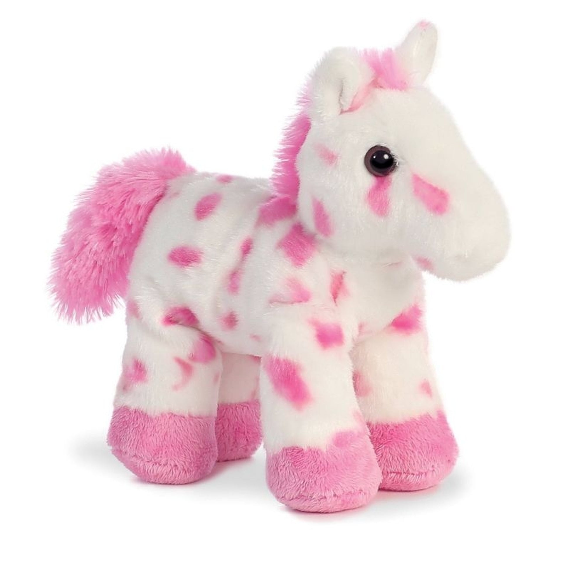 Plush Little Strawberry Horse 8" Pink/White