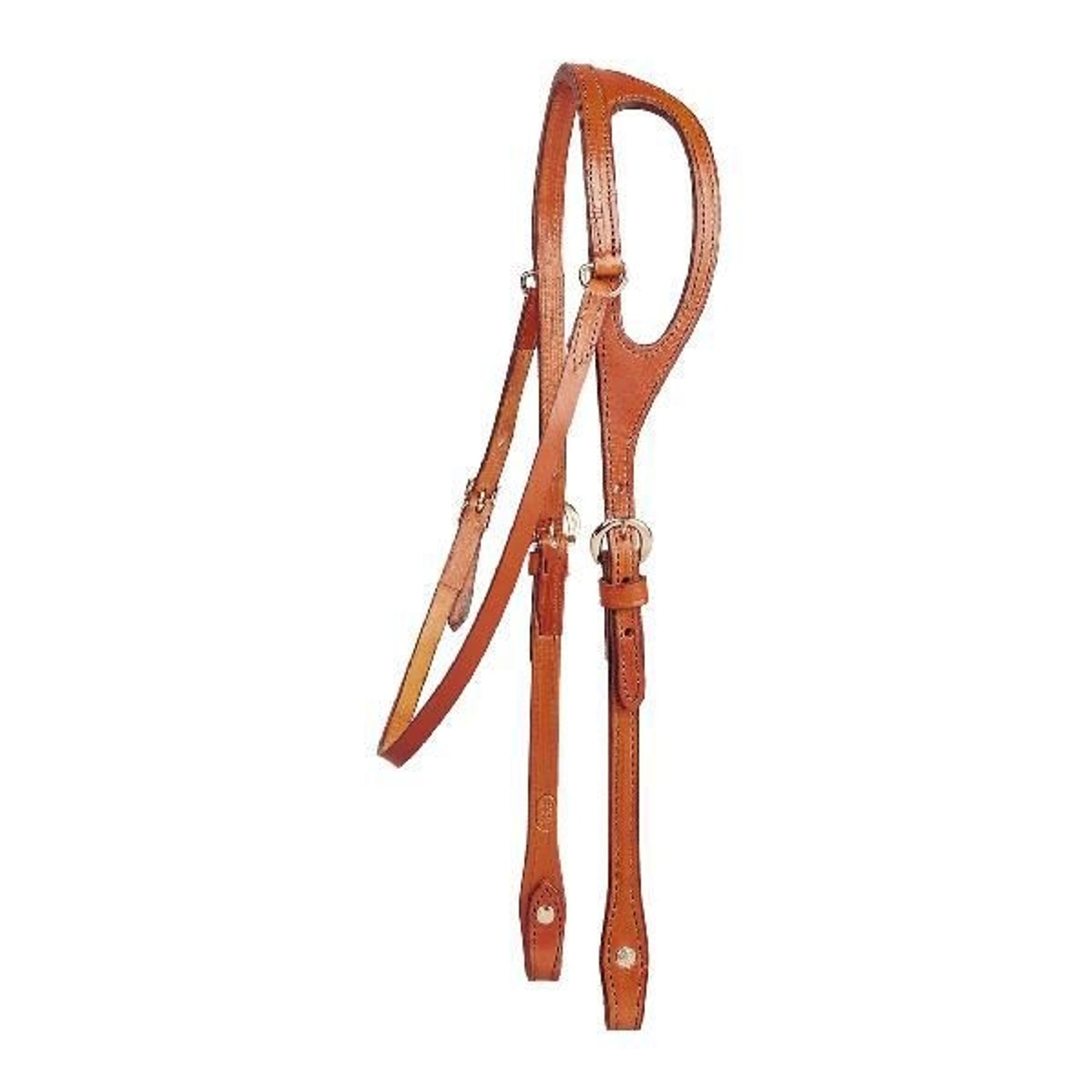 Dbl/Stitch Leather Shape Ear Headstall 5/8in Bk/Gy
