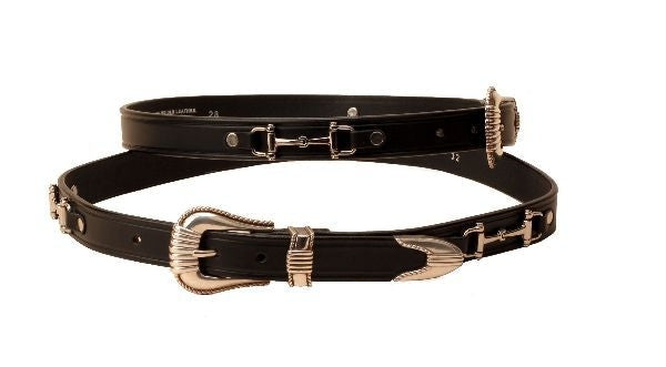 Snaffle Bits Belt And 3-Piece Buckle Set 24 Bk/Gry