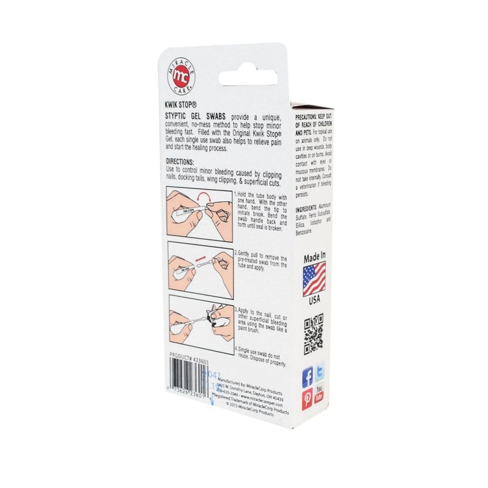 Kwik Stop Styptic Gel Swab for Pets