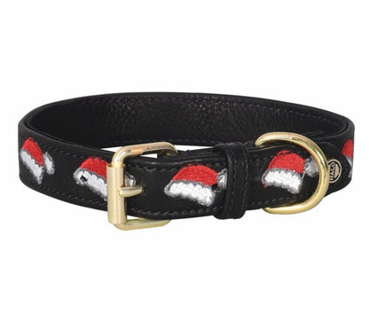 Halo Santa Hat Leather Dog Collar