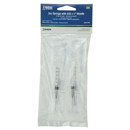 Disp 3cc Luer Lock Syringe with Needle 3Pk