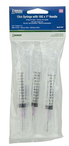 Disp 3cc Luer Lock Syringe with Needle 3Pk