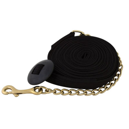 Basic Flat Cotton Web Lunge Line with Chain Black