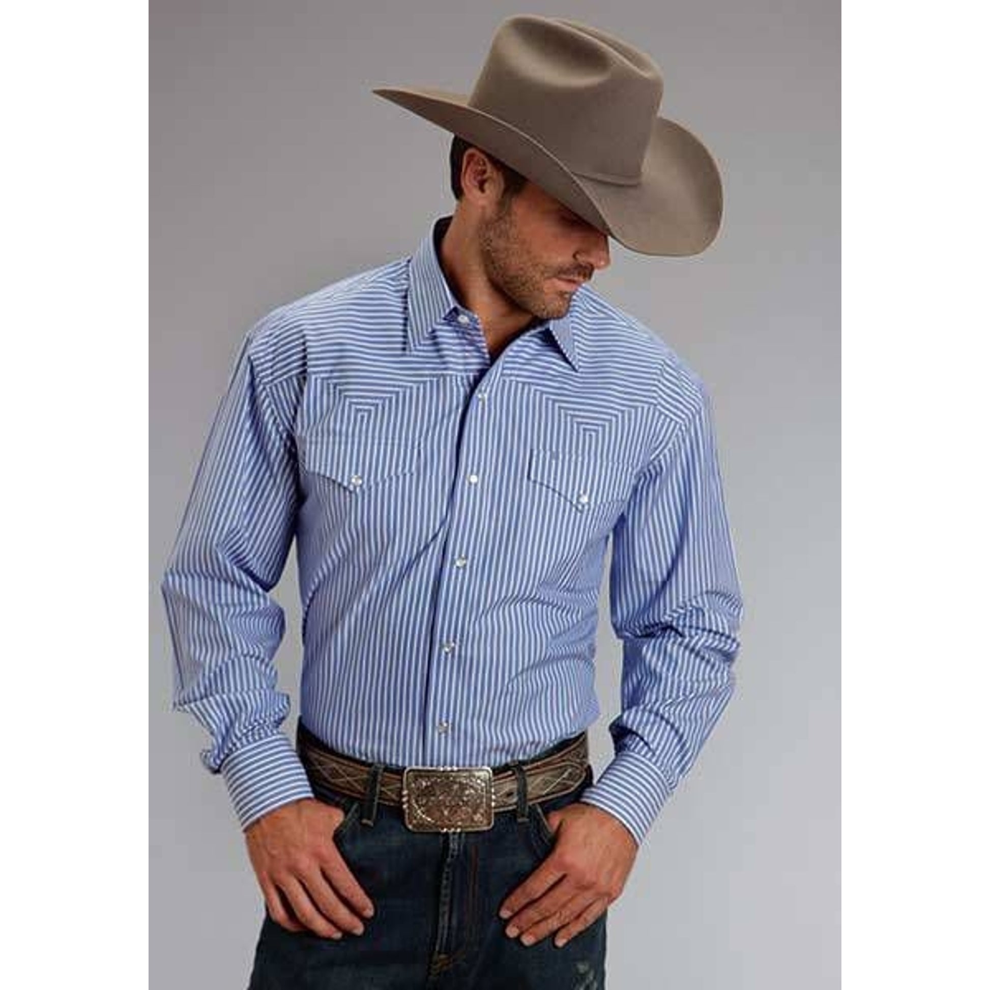 Mens Candy Stripe LS Snap Shirt