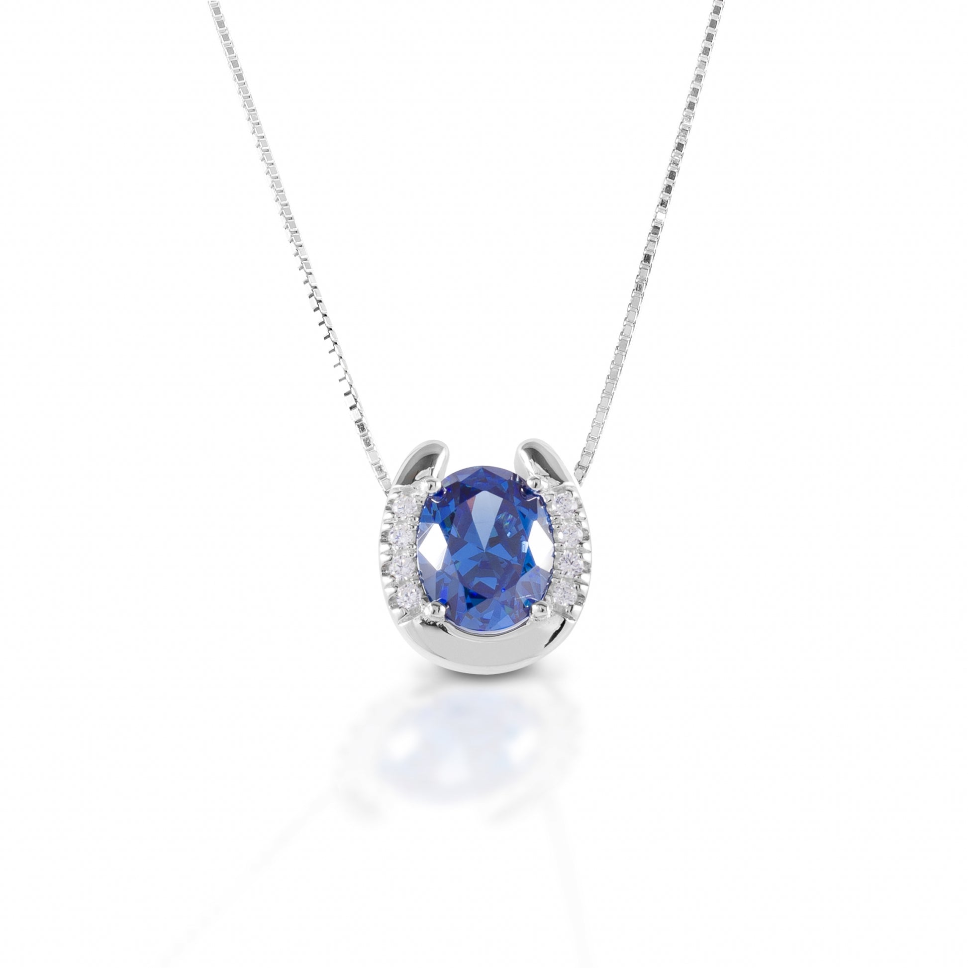 Kelly Herd Blue Stone Horseshoe Necklace